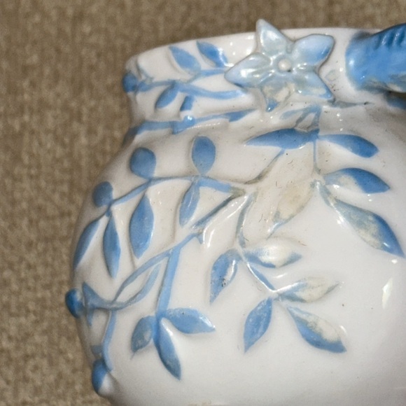 VINTAGE Floral Porcelain Creamer/Pitcher Blue and White 2.5” - Picture 6 of 7